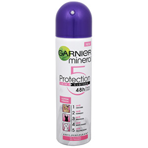 Garnier Minerální antiperspirant 5 Protection Cotton Fresh 48h ve spreji pro ženy 150 ml