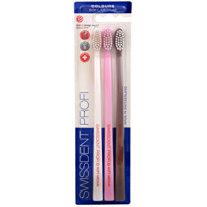 Swissdent Zubní kartáček Trio Soft Medium 2 + 1 ZDARMA (bílý + růžový + hnědý)