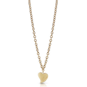 Guess Pozlacený náhrdelník s velkým srdcem UBN28060