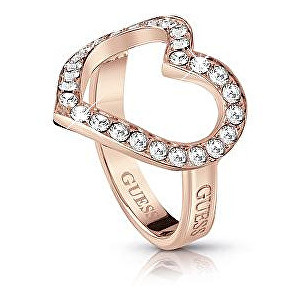 Guess Romantický prsten s třpytivým srdcem UBR28002 54 mm