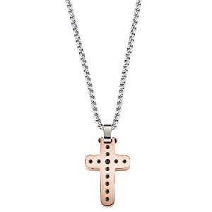 Morellato Pánský ocelový bicolor náhrdelník s křížem Cross SKR30
