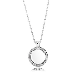 Pandora Stříbrný náhrdelník s medailonem na elementy 396484CZ-60 (řetízek, přívěsek)