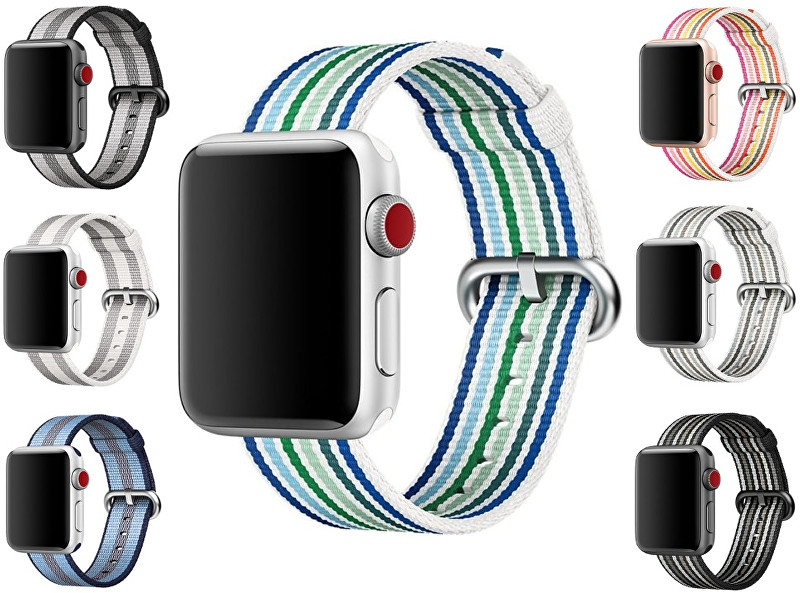 Apple Nylonový řemínek proužkovaný 38 mm černošedý
