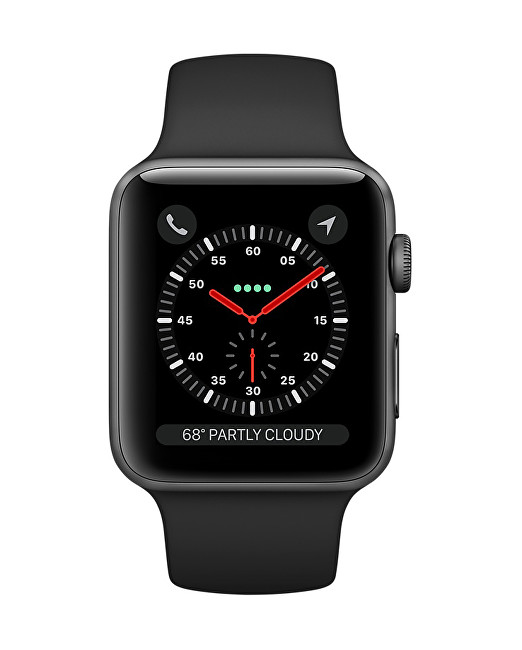 Apple Watch Series 3 38mm vesmírně šedý hliník s černým sportovním řemínkem