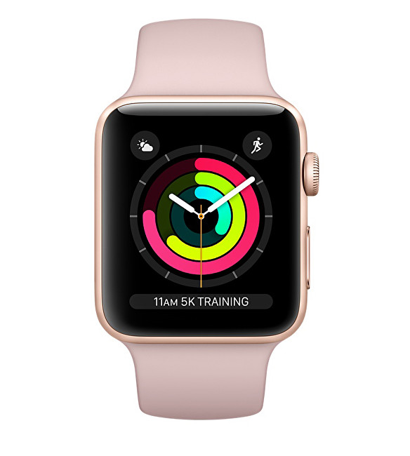 Apple Watch Series 3 38mm zlatý hliník s pískově růžovým sportovním řemínkem
