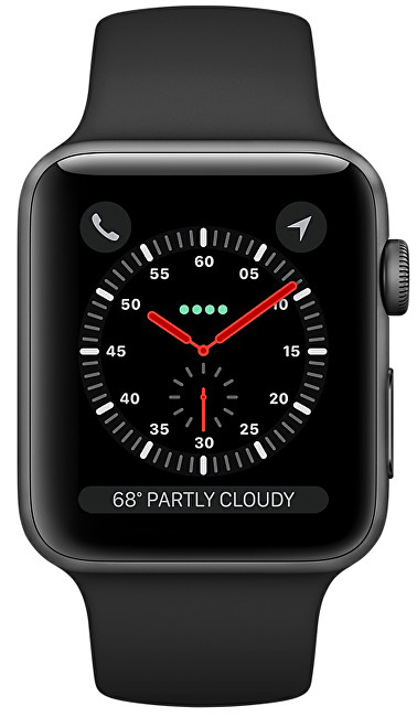 Apple Watch Series 3 42 mm vesmírně šedý hliník s černým sportovním řemínkem