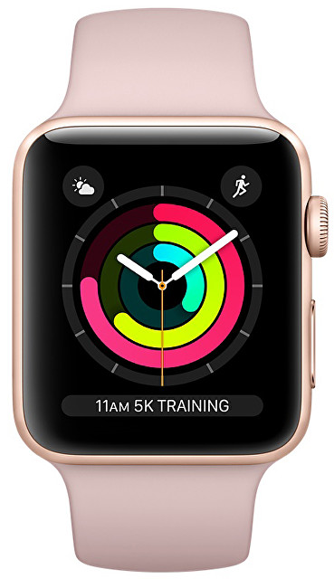 Apple Watch Series 3 42mm zlatý hliník s pískově růžovým sportovním řemínkem