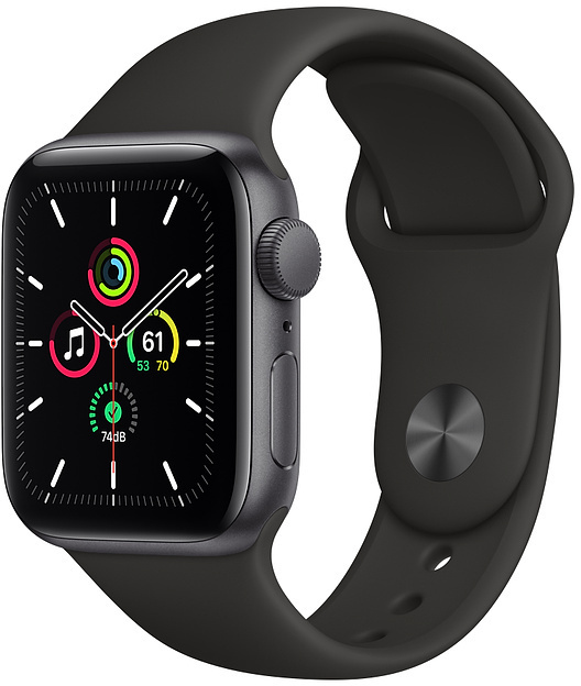 Apple Watch Series SE 40mm vesmírně šedý hliník s černým sportovním řemínkem