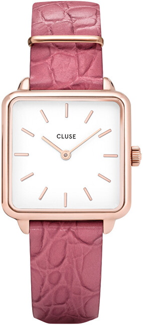 Cluse La Tétragone Rose Gold White/Soft Berry Alligator CL60020