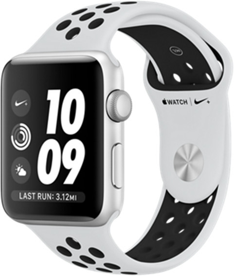 Apple Watch Nike+ 42 mm stříbrný hliník s platinovým/černým Nike sportovním řemínkem - SLEVA