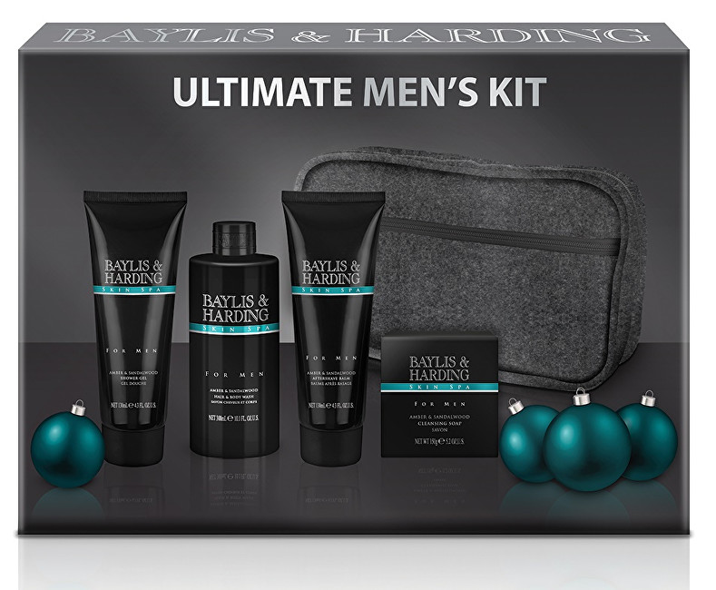 Baylis & Harding Dárková sada pro muže s toaletní taškou Jantar a santalové dřevo (Skin Spa Men´s Box Set)