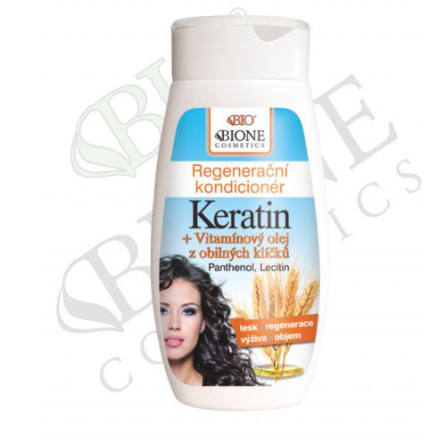 Bione Cosmetics Regenerační kondicionér Keratin + Vitamínový olej z obilných klíčků 260 ml