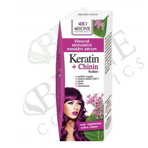 Bione Cosmetics Vlasové stimulační masážní sérum Keratin + Chinin 215 ml