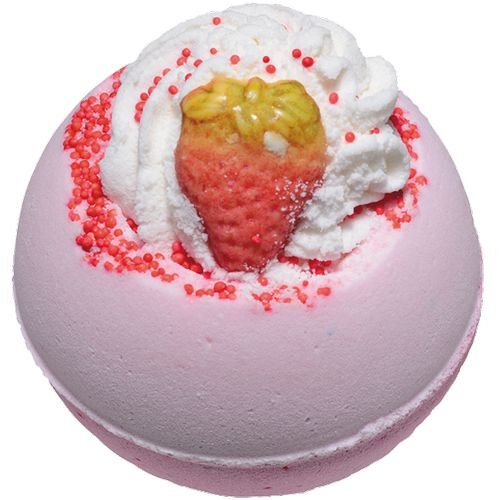 Bomb Cosmetics Šumivá koupelová bomba Jahodové svítání (Bath Blaster ø 7,5 cm) 160 g
