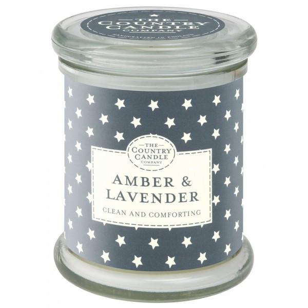 Country Candle Vonná svíčka ve skle s víčkem Ambra a levandule (Amber & Lavender) 848 g