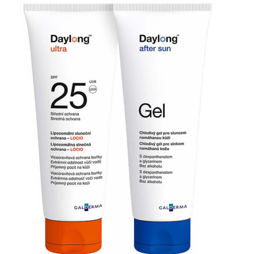 Daylong Dárková sada sluneční ochrany Ochranné mléko na opalování SPF 25 Ultra 200 ml + Chladivý gel po opalování After Sun 200 ml