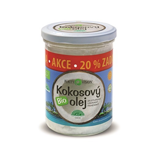 Purity Vision BIO Panenský kokosový olej lisovaný za studena PURITY VISION 300 ml + 20% Zdarma