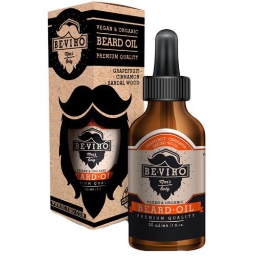 BE-VIRO Pečující olej na vousy s vůní grepu, skořice a santalového dřeva (Beard Oil) 30 ml