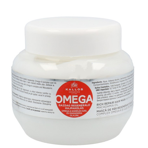 Kallos Regenerační maska na vlasy s omega-6 komplexem a makadamia olejem (Omega Hair Mask) 275 ml