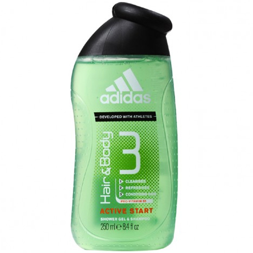 Adidas Sprchový gel a šampon pro muže 3 v 1 Hair & Body Active Start (Shower Gel, Shampoo, Face Wash) 250 ml