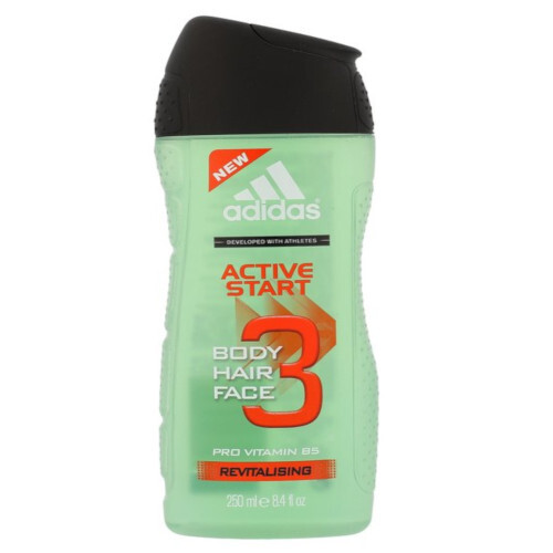 Adidas Sprchový gel a šampon pro muže 3 v 1 Hair & Body Active Start (Shower Gel, Shampoo, Face Wash) 250 ml