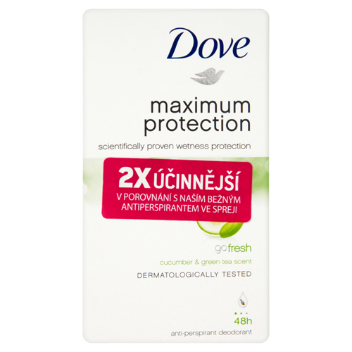 Dove Tuhý deodorant Maximum Protection Fresh Touch s vůní okurky a zeleného čaje 45 ml
