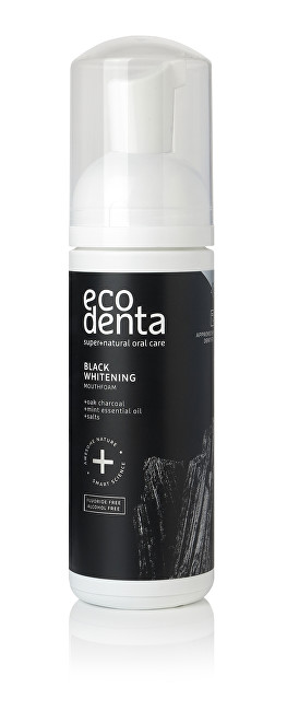 Ecodenta Bělicí pěnová ústní voda s černým uhlím Black Charcoal (Whitening Oral Care Foam) 150 ml