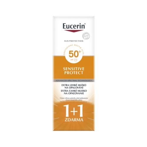 Eucerin Extra lehké mléko na opalování Sensitive Protect SPF 50+ (1+1 zdarma)