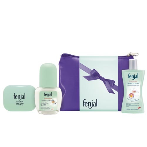 Fenjal krémové mýdlo 100 g + krémový deodorant roll-on Intensive 50 ml + tělové mléko Vitality 30 ml + Neceser dárková sada
