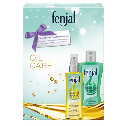 Fenjal Oil sprchový olej 200 ml + tělový olej 150 ml + masážní žínka dárková sada