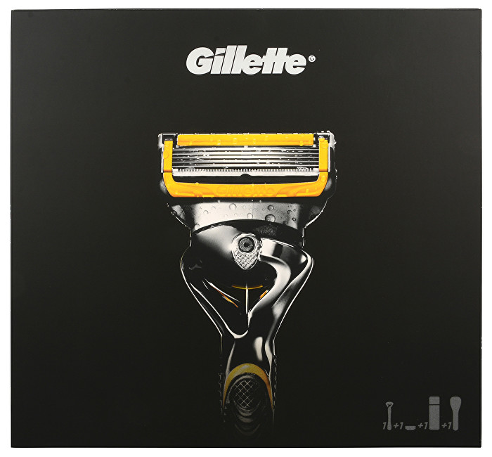Gillette Fusion Proshield holicí stojek + 1 náhradní hlavice + gel na holení 170 ml + Cestovní pouzdro dárková sada