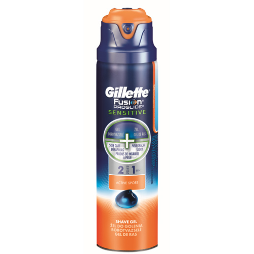 Gillette Gel na holení 2 v 1 Fusion Proglide Sensitive Activ Sport 170 ml