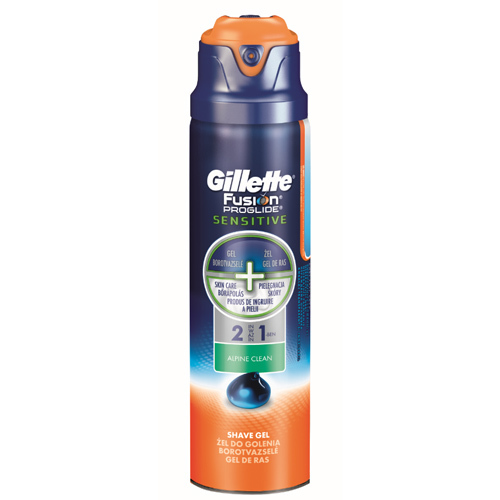 Gillette Gel na holení 2 v 1 Fusion Proglide Sensitive Alpine Clean 170 ml