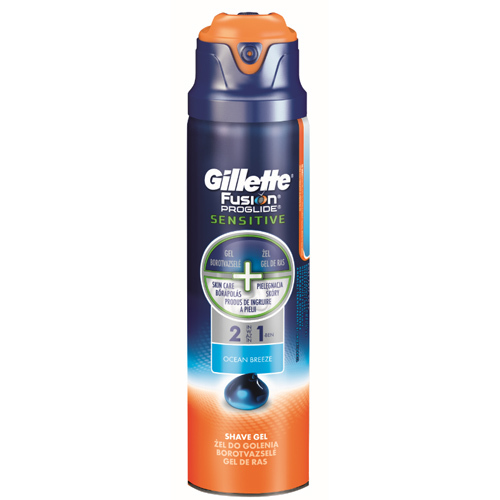 Gillette Gel na holení 2 v 1 Fusion Proglide Sensitive Ocean Breeze 170 ml