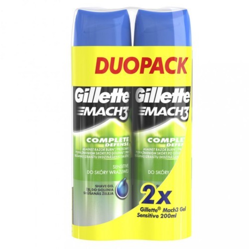 Gillette Gel na holení Mach3 Sensitive (Shaving Gel) 2 x 200 ml