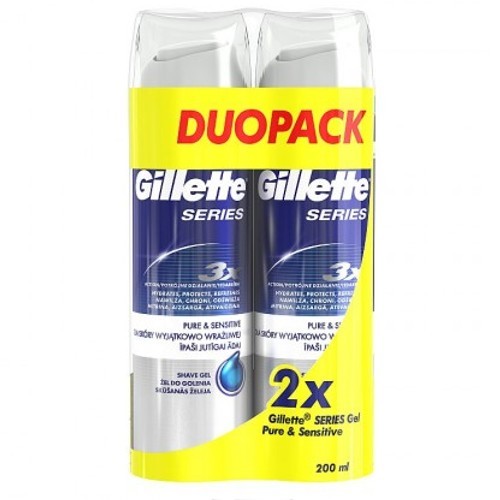 Gillette Gel na holení Series Pure & Sensitive gel (Protection Shaving Gel) 2 x 200 ml