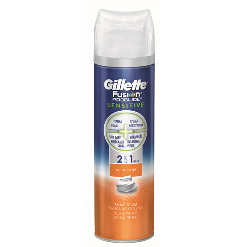 Gillette Pěna na holení 2 v 1 Fusion Proglide Sensitive Activ Sport 250 ml