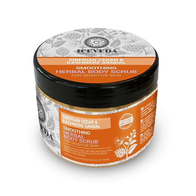 Iceveda Bylinný tělový peeling Vyhlazující se sibiřským cedrem a santalem 300 ml