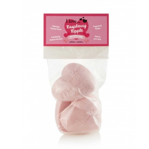 I Love Sada mýdel ve tvaru srdce s vůní malin (Raspberry Ripple Soap) 3 x 50 g