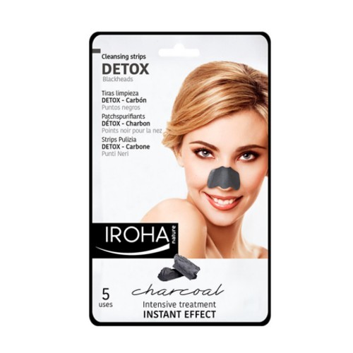 Iroha Čisticí proužky na nos s dřevěným uhlím (Detox Cleansing Strips Charcoal) 5 ks