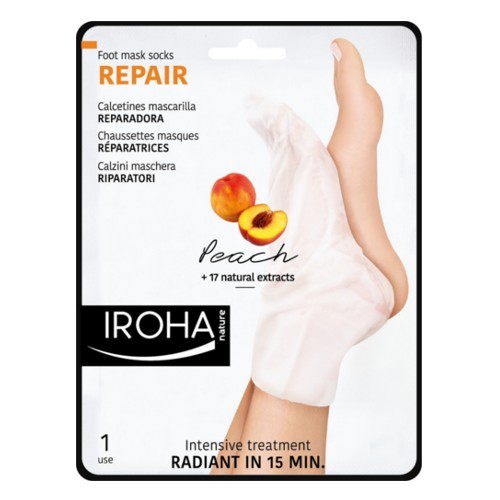 Iroha Regenerační maska na nohy a nehty s broskvovým sérem (Repair Foot Mask Socks Peach) 2 x 9 ml