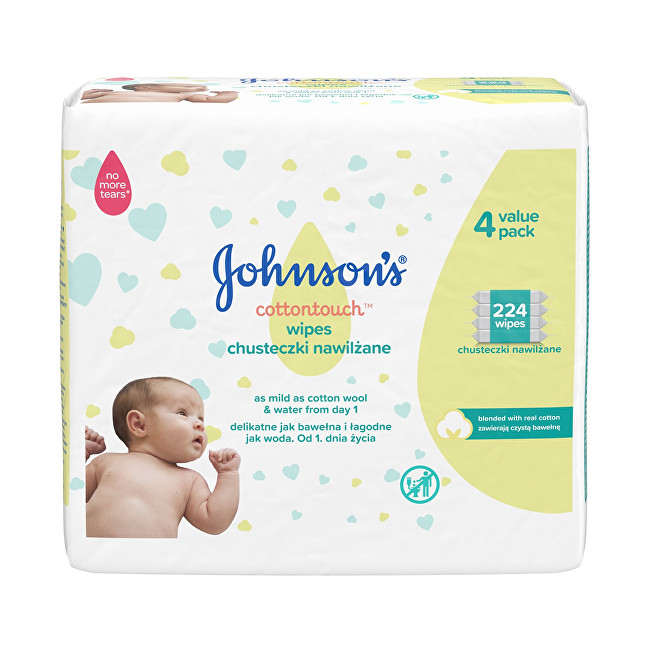 JOHNSON`S Baby Extra jemné vlhčené ubrousky pro děti Cottontouch (Extra Sensitive Wipes) 4 x 56 ks