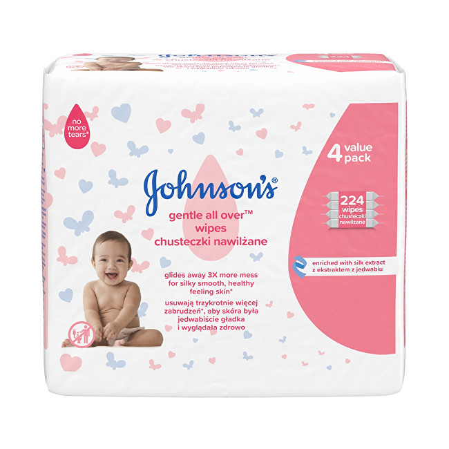 JOHNSON`S Baby Vlhčené ubrousky pro děti (Gentle All Over Wipes) 4 x 56 ks