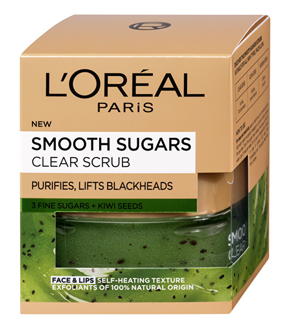 L´Oréal Paris Čisticí peeling proti černým tečkám s obsahem semínek z kiwi (Smooth Sugars Clear Scrub) 50 ml