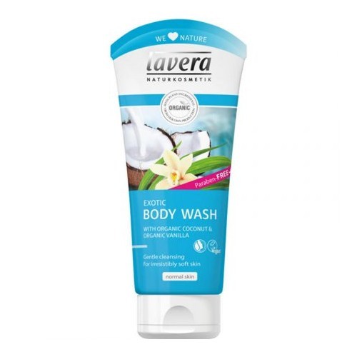 Lavera Sprchový a koupelový gel BIO Vanilka &amp; BIO Kokos (Exotic Body Wash) 200 ml - SLEVA - prasklé víčko