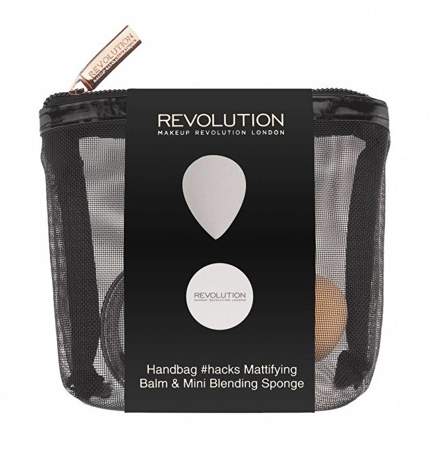 Makeup Revolution Cestovní sada na tvář Handbag Hacks Mattifying Balm & Mini Blending Sponge