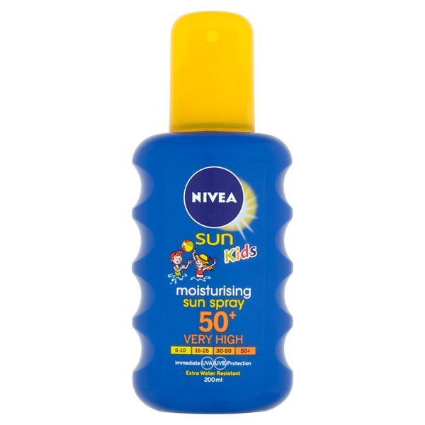 Nivea Dětský barevný sprej na opalování OF 50+ (Moisturising Sun spray) 200 ml - SLEVA - bez přední etikety