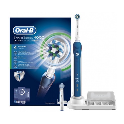 Oral B Elektrický zubní kartáček Pro 4000 + 2 hlavice (1 Cross Action, 1 Sensitive)