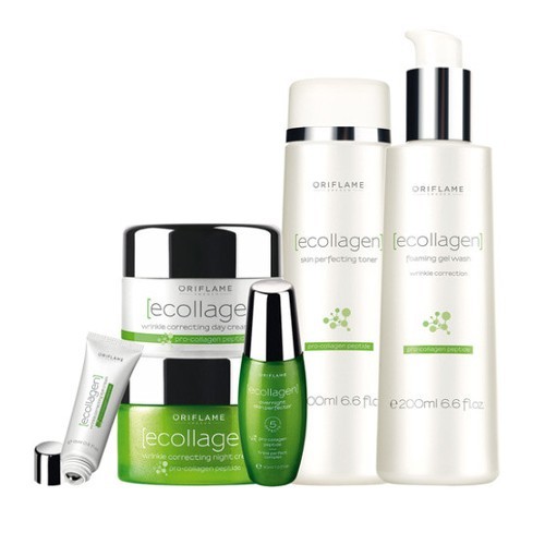 Oriflame Ecollagen pleťový gél 200 ml + pleťová voda 200 ml + krém proti vráskám 15 ml + sérum 30 ml + krém 50 ml + krém 50 ml dárková sada