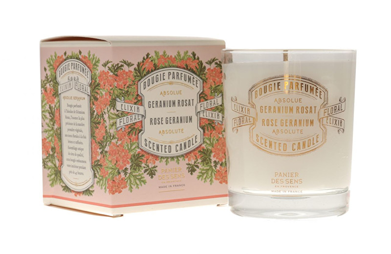 Panier des Sens Dekorativní vonná svíčka ve skle Růže a muškát (Scented Candle) 180 g